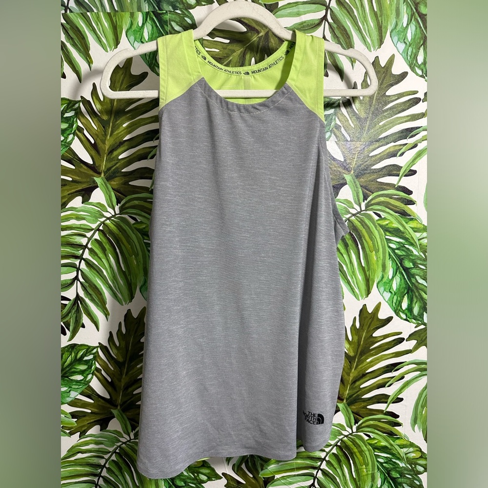 The North Face gray and lime green racerback tank top